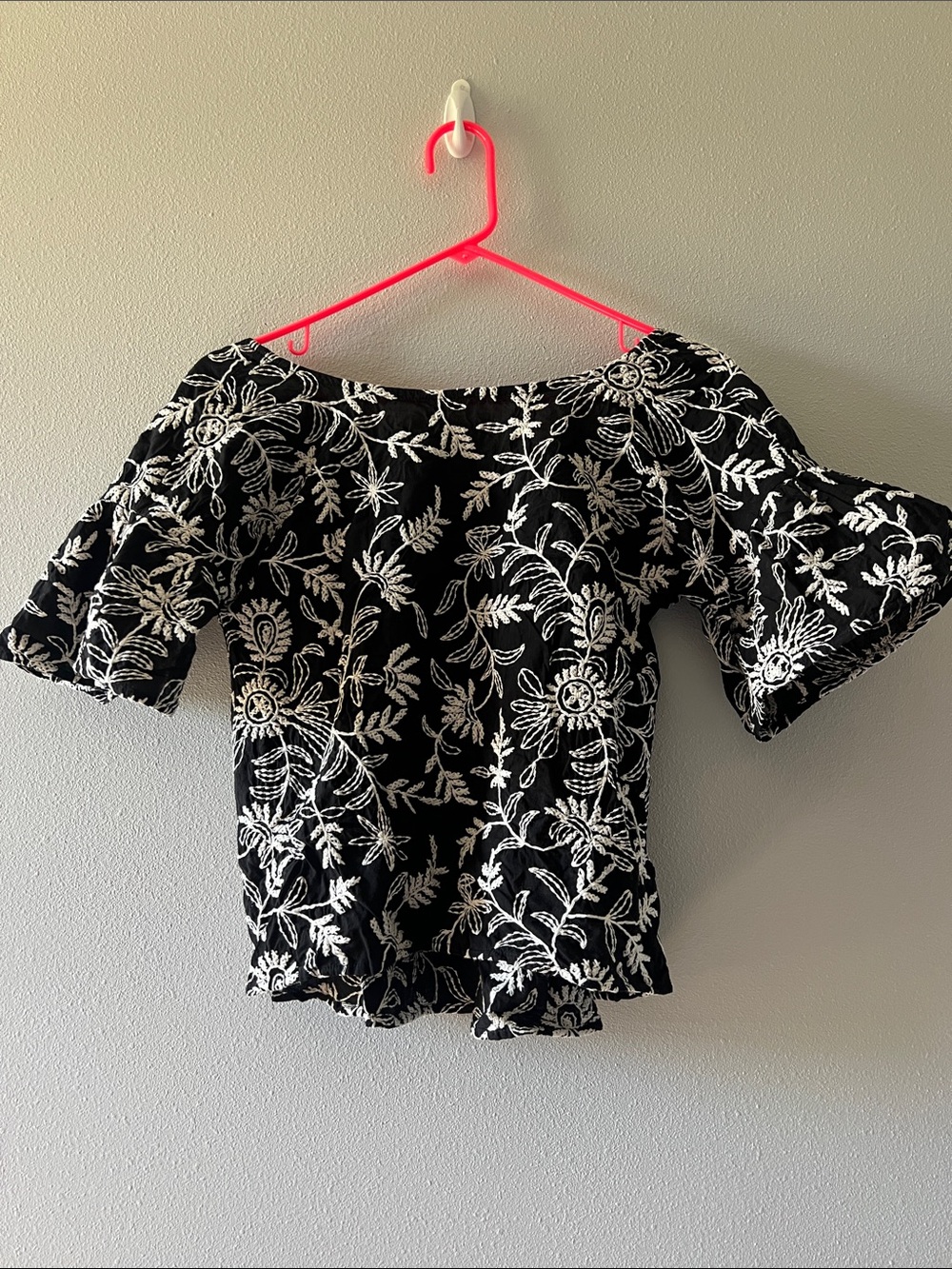 Anthropologie Embroidered Scoop Back Top